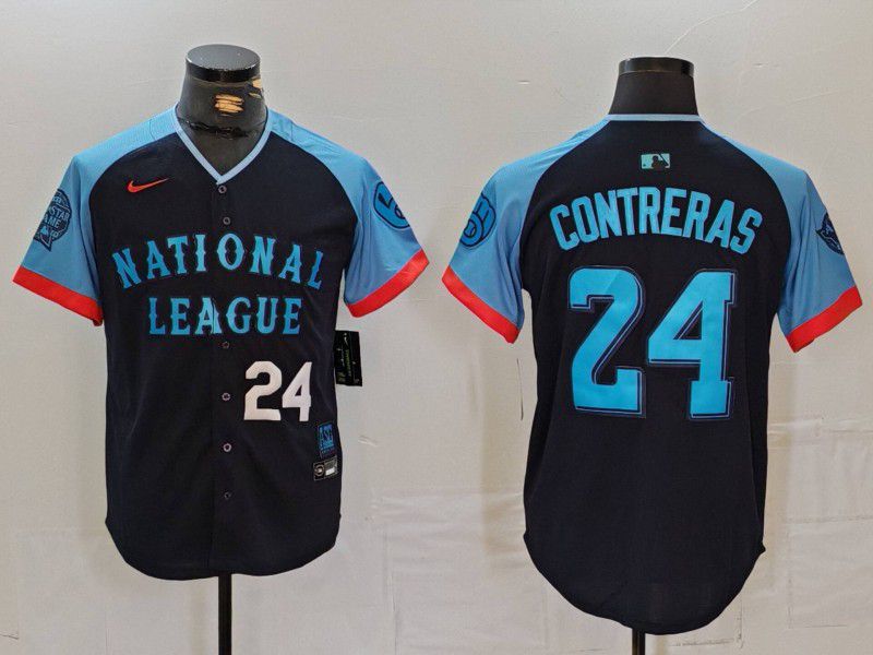 Men Milwaukee Brewers #24 Contreras Blue All star 2024 Nike MLB Jersey style 3